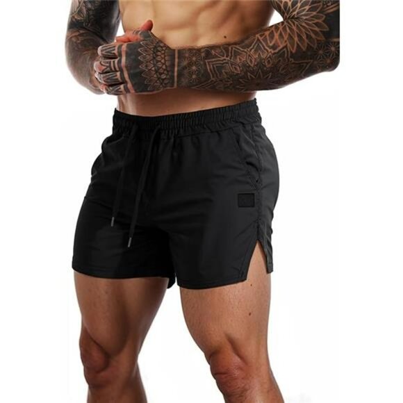 Men's Gym Workout Shorts Quick Dry 3 Inch Running Training Zip Pocket Towel - Picture 7 of 7